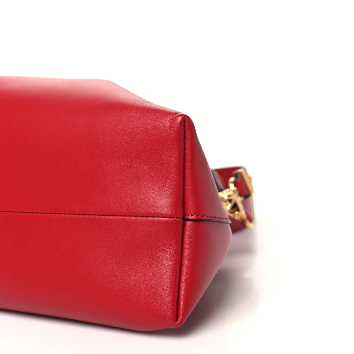 Soft Shiny Calfskin Bon Bon East West Bucket Bag Ruby Red