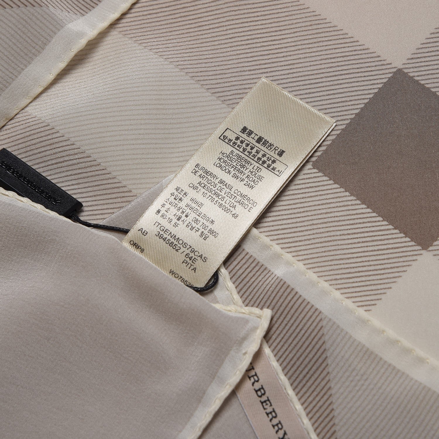 Burberry Silk Giant Check Scarf Pale Stone 6 of 6