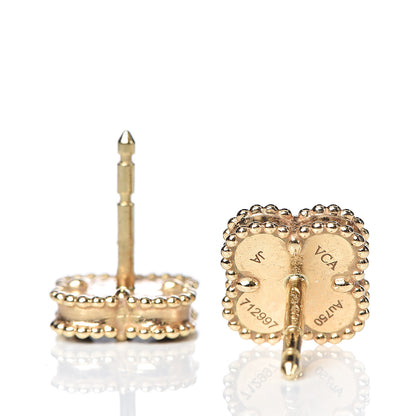 Van Cleef & Arpels 18K Yellow Gold Black Onyx Sweet Alhambra Earrings 4 of 5