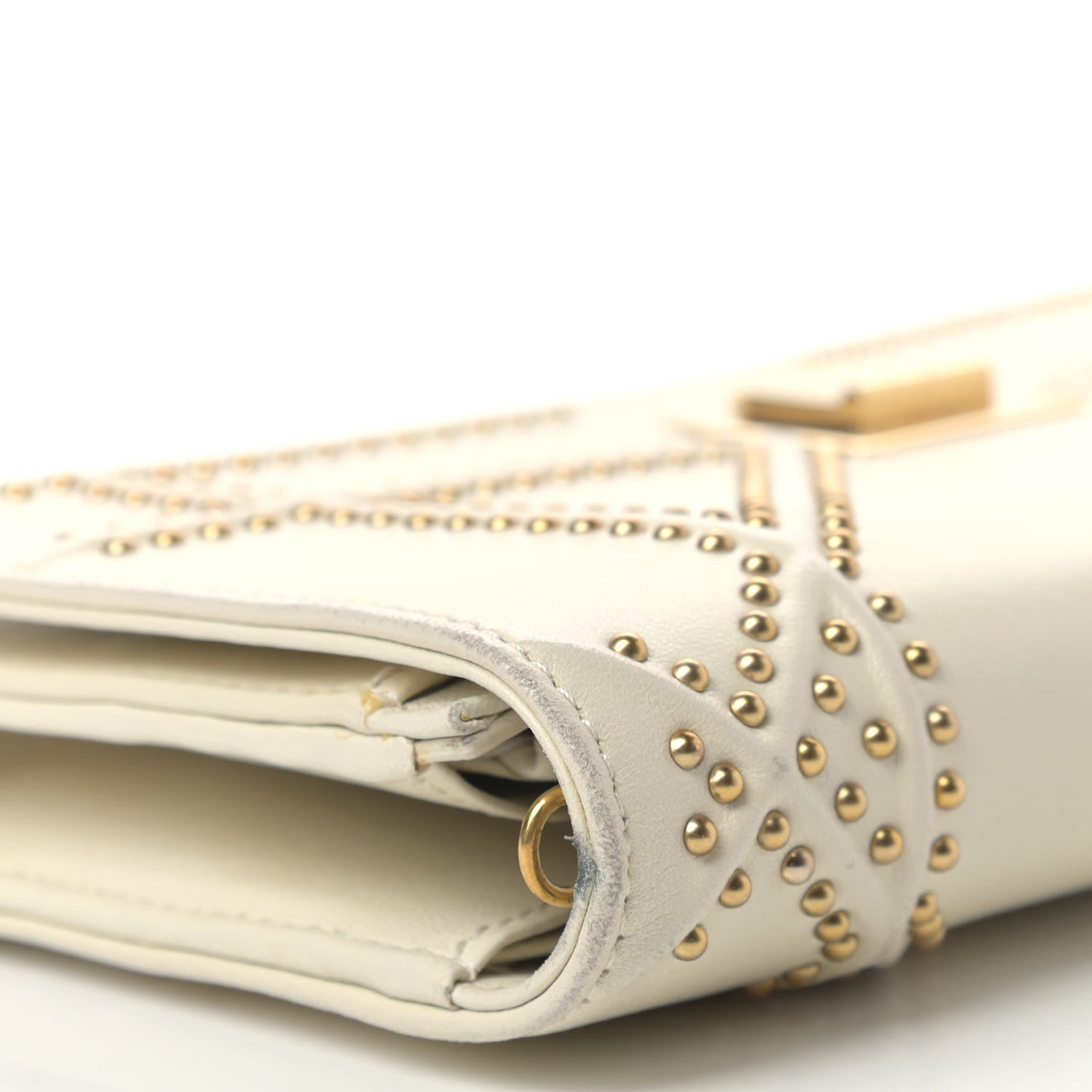 Christian Dior Calfskin Studded Diorama Croisiere Chain Wallet White 13 of 14