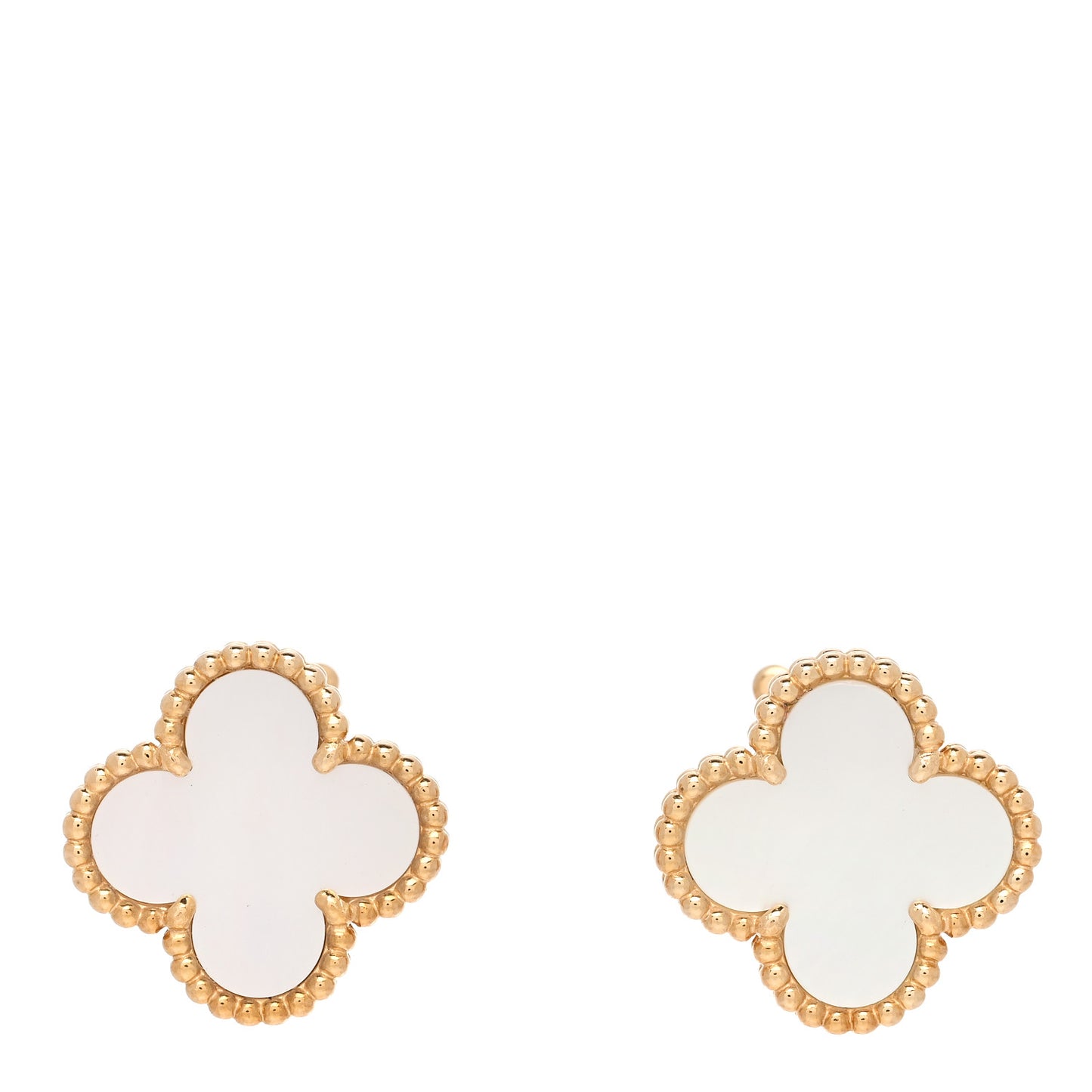 18K Yellow Gold Mother of Pearl Vintage Alhambra Earrings