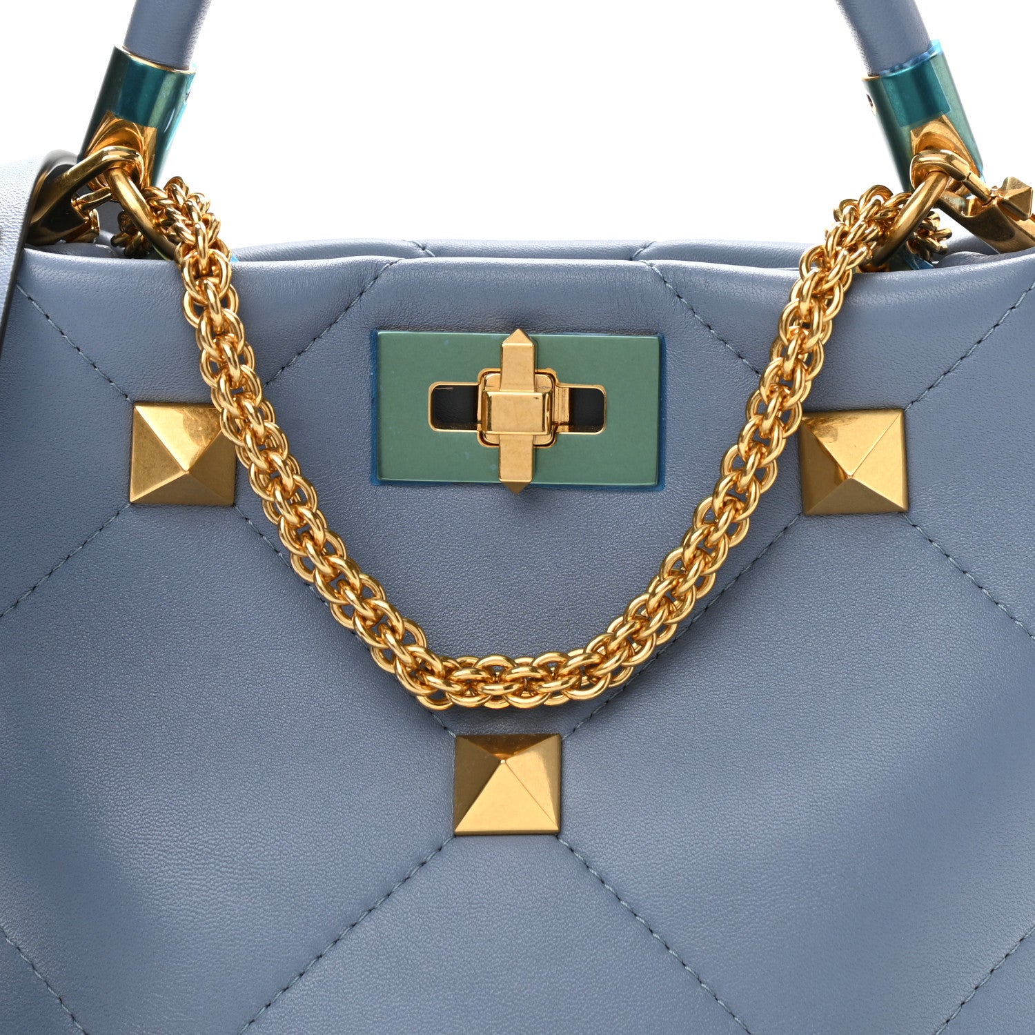 Valentino Garavani Nappa Small Roman Stud The Handle Bag Niagara 8 of 11
