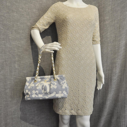 Chanel Canvas CC Clover Print Bag Blue 2 of 8