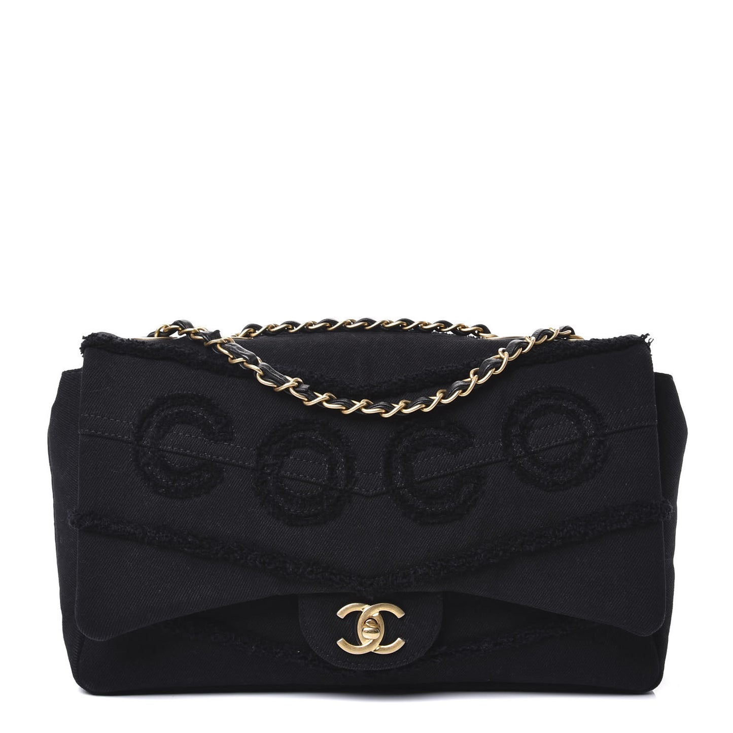 Denim Coco Jumbo Single Flap Black