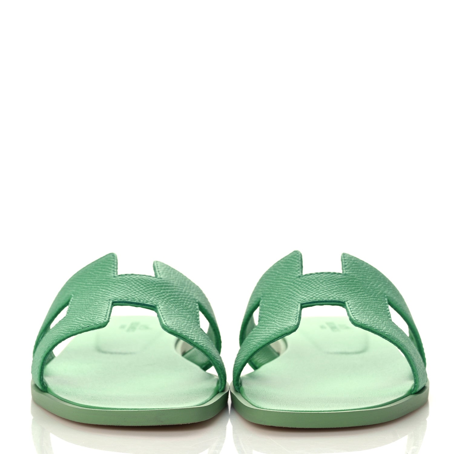 Hermes Epsom Oran Sandals 37 Vert Pomme 2 of 9