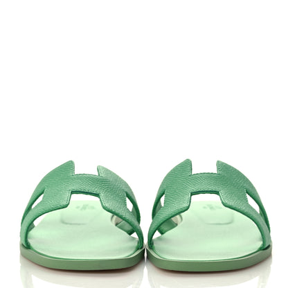 Hermes Epsom Oran Sandals 37 Vert Pomme 2 of 9
