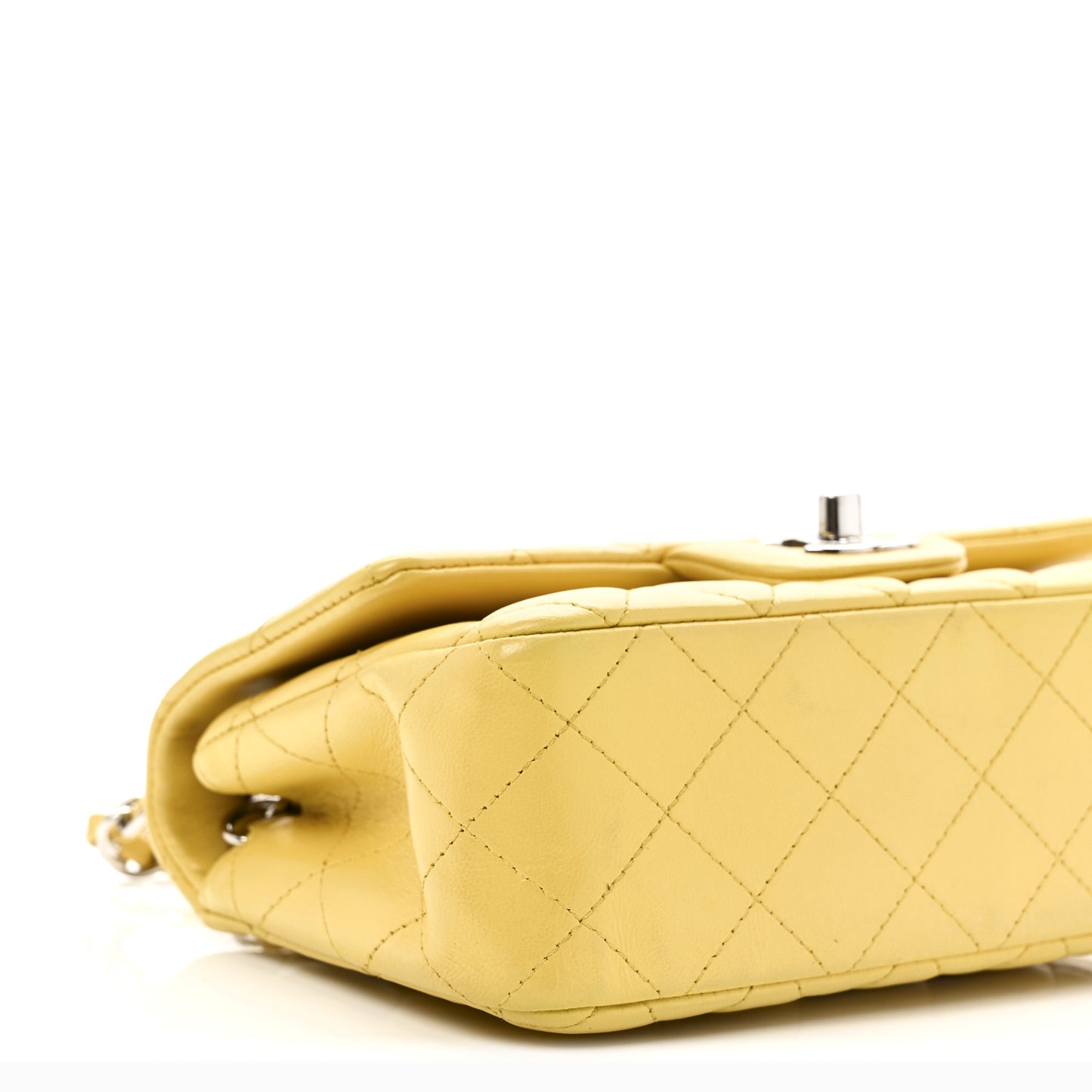 Lambskin Quilted Mini Rectangular Flap Yellow