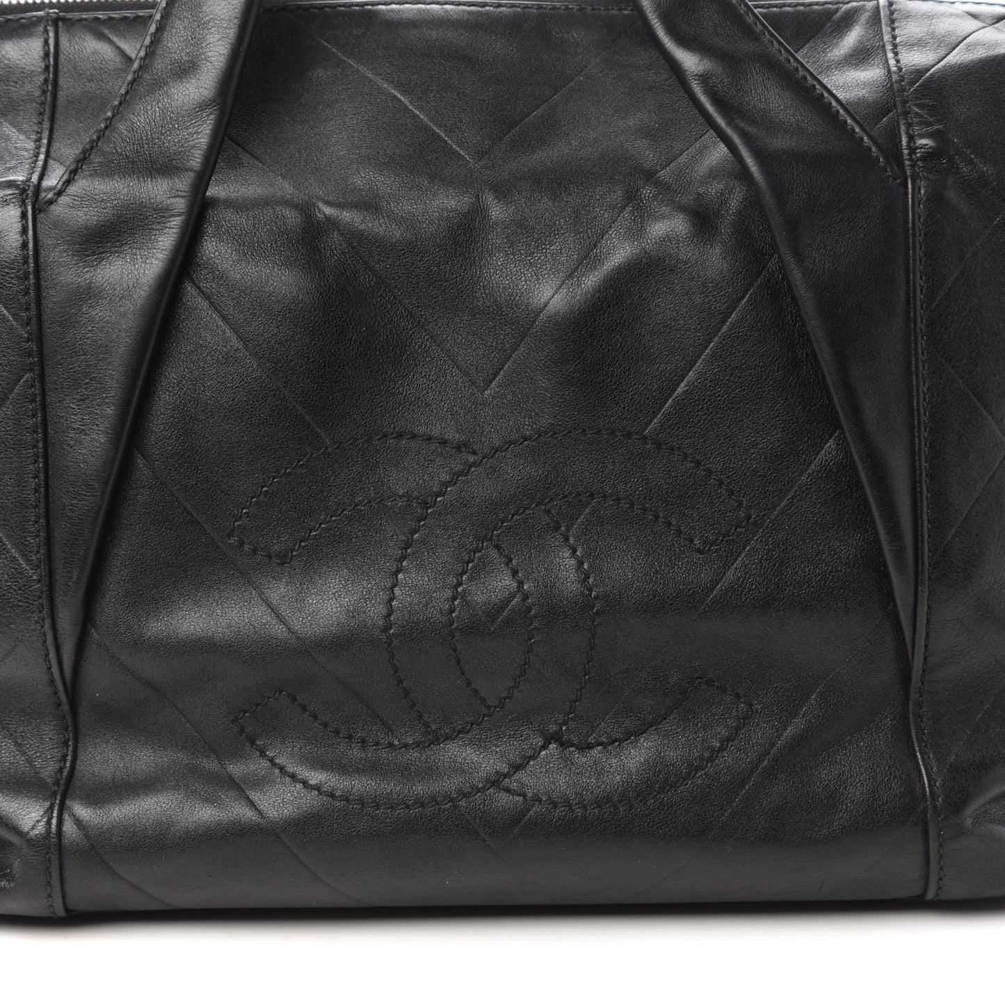 Calfskin Chevron CC All Day Long Boston Black