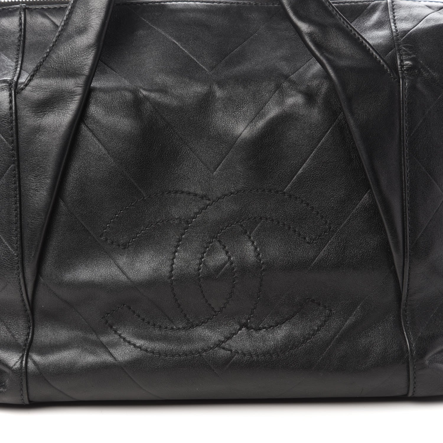Chanel Calfskin Chevron CC All Day Long Boston Black 10 of 10