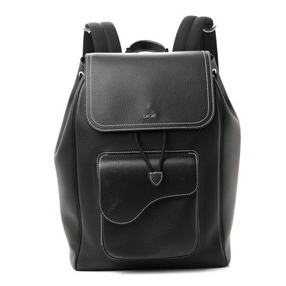 Christian Dior Grained Calfskin Saddle Drawstring Backpack Black 2 of 28