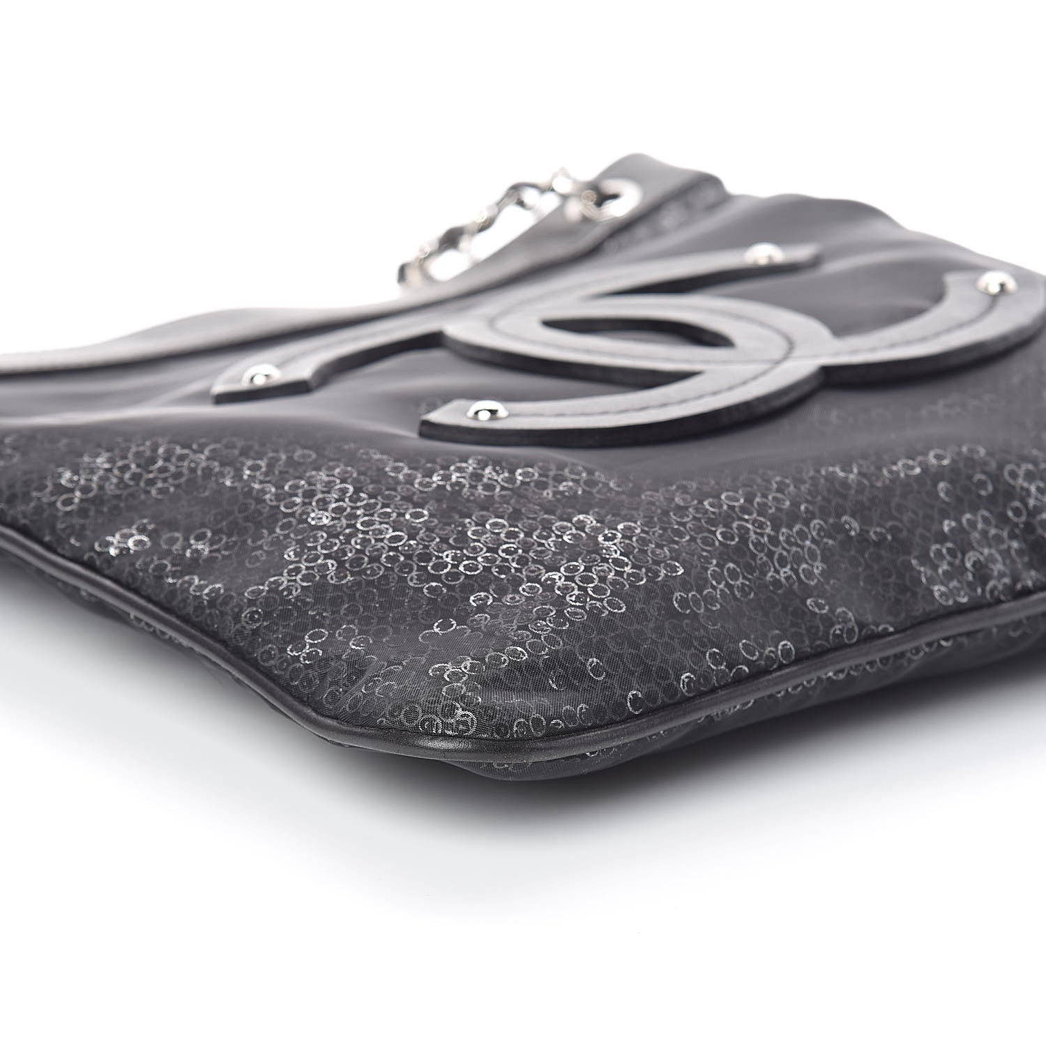 Chanel Calfskin Mesh Hidden Sequin CC Tote Black 9 of 10