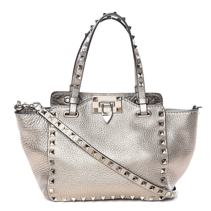 Valentino Garavani Metallic Alce Printed Calfskin Mini Rockstud Tote Sasso 1 of 9