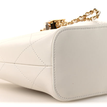 Chanel Calfskin Quilted Small Shopping Bag White 9 of 12