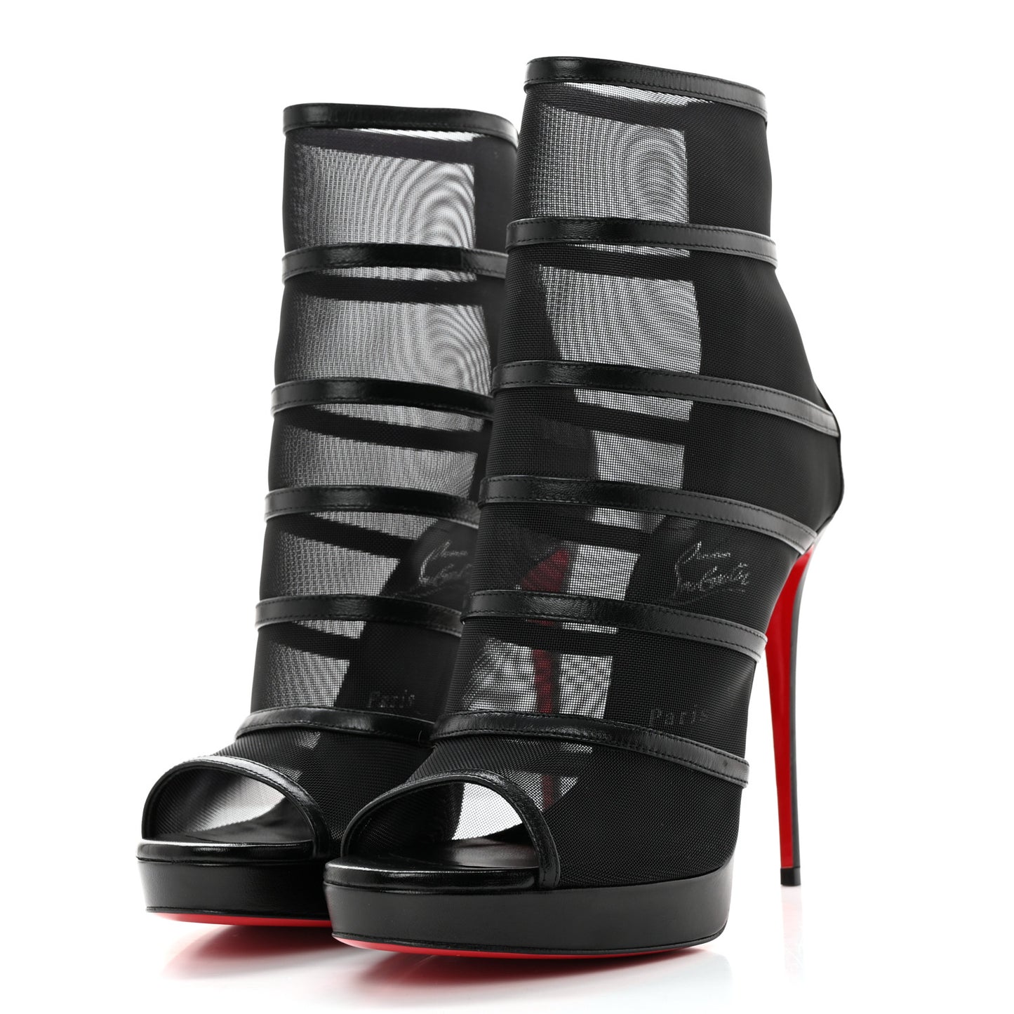 Mesh Doux Voile 120 Peep Toe Platform Booties 39.5 Black