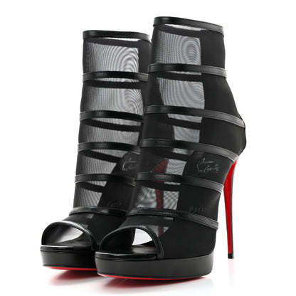 Christian Louboutin Mesh Doux Voile 120 Peep Toe Platform Booties 39.5 Black 3 of 12