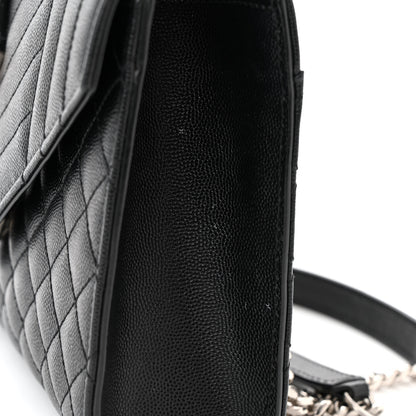 Saint Laurent Grain De Poudre Textured Mixed Matelasse Triquilt Medium Monogram Satchel Black 12 of 13