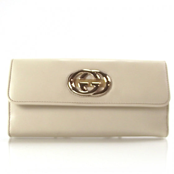 Leather Britt Continental Wallet Beige