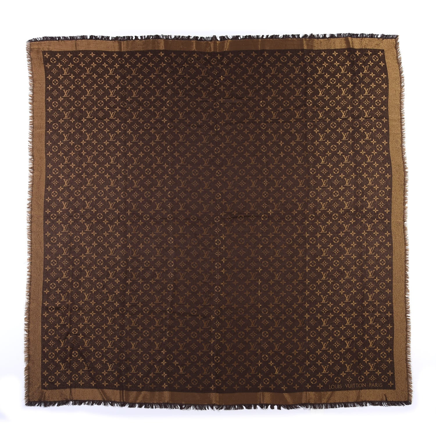 Louis Vuitton Silk Lurex Wool Monogram Shine Shawl Brown 1 of 3