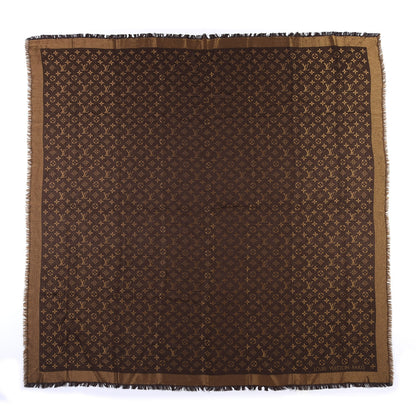 Louis Vuitton Silk Lurex Wool Monogram Shine Shawl Brown 1 of 3