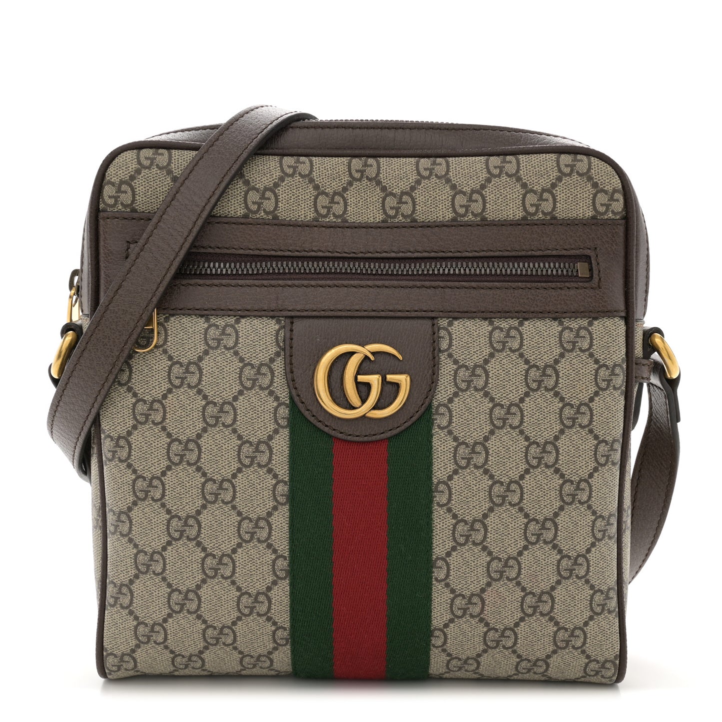 GG Supreme Monogram Web Small Ophidia Messenger Bag Brown