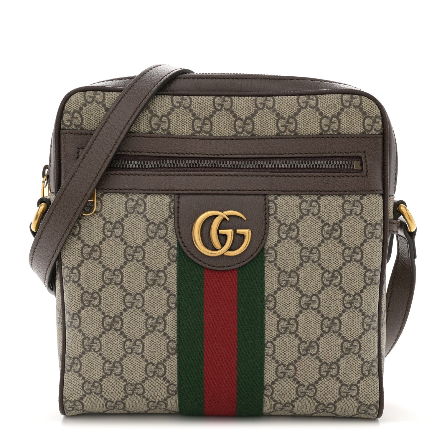 Gucci GG Supreme Monogram Web Small Ophidia Messenger Bag Brown 1 of 12