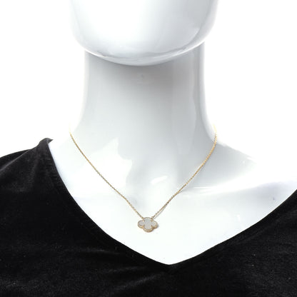 Van Cleef & Arpels 18K Yellow Gold Mother of Pearl Vintage Alhambra Pendant Necklace 2 of 6