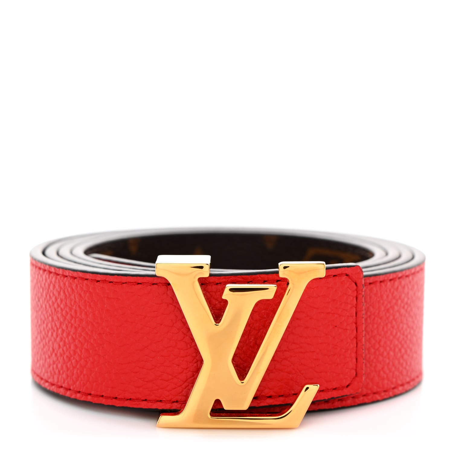 Louis Vuitton Calfskin Monogram 30mm LV Initiales Reversible Belt 95 38 Coquelicot 1 of 6