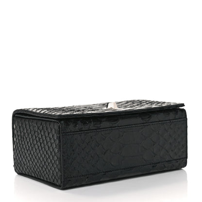 Saint Laurent Calfskin Crocodile Embossed Bag Black 3 of 7