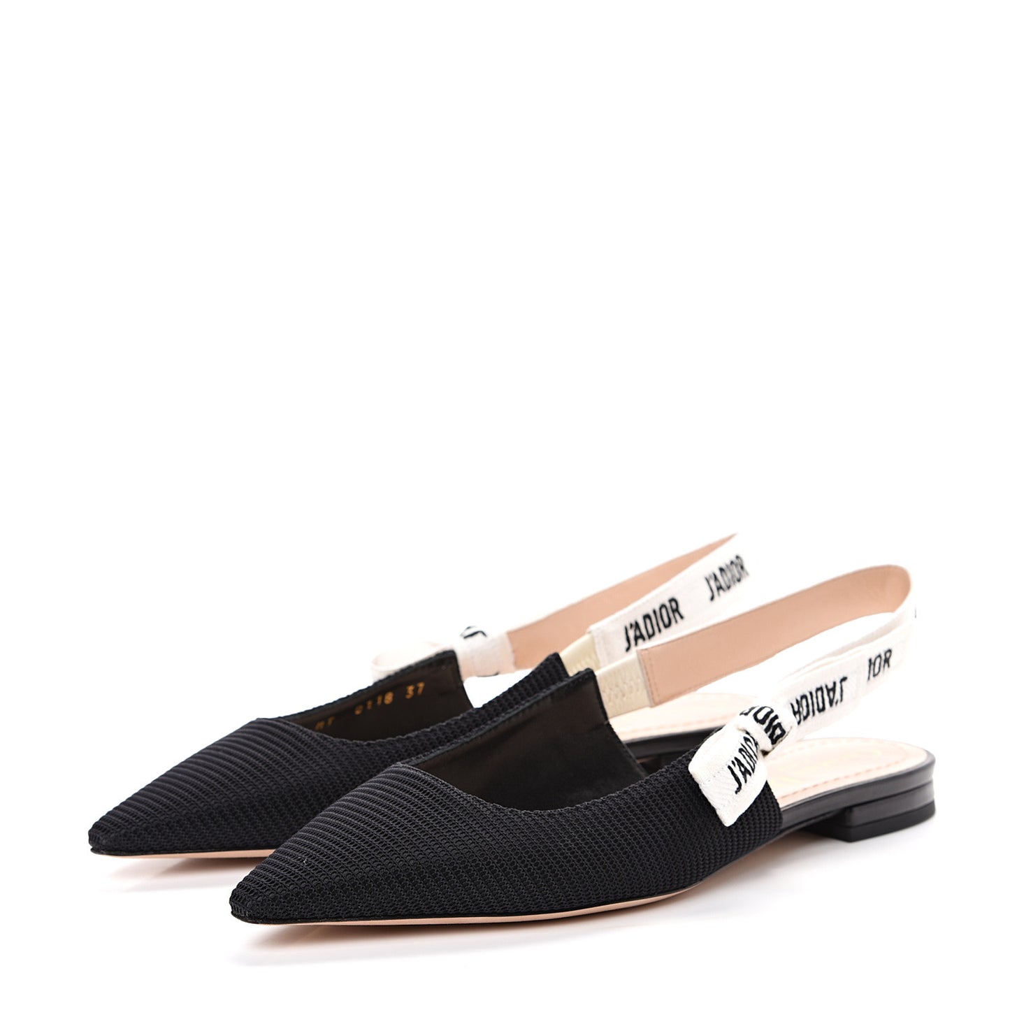 Technical Canvas Ribbon J'Adior Slingback Ballet Flats 37 Black