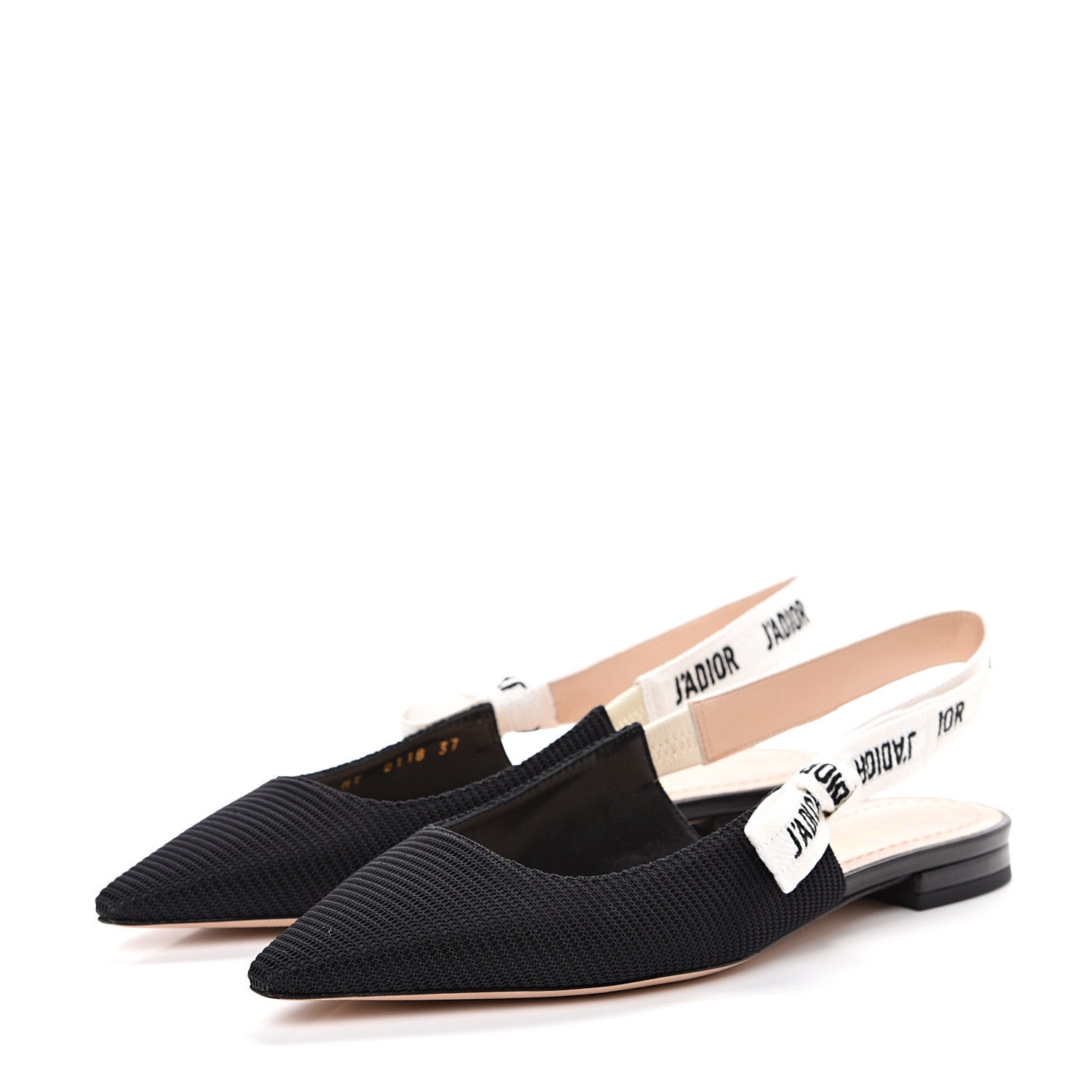 Christian Dior Technical Canvas Ribbon J'Adior Slingback Ballet Flats 37 Black 3 of 8