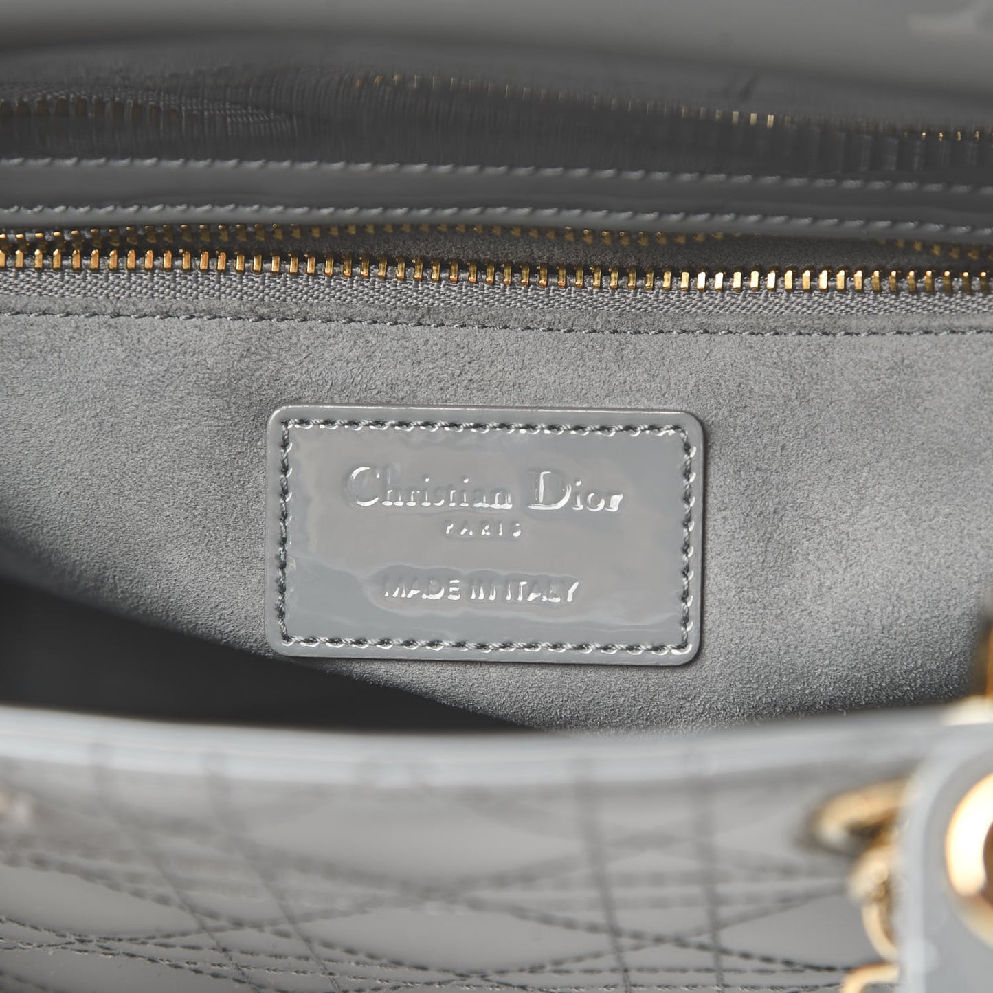 Patent Cannage Small Lady Dior Grey