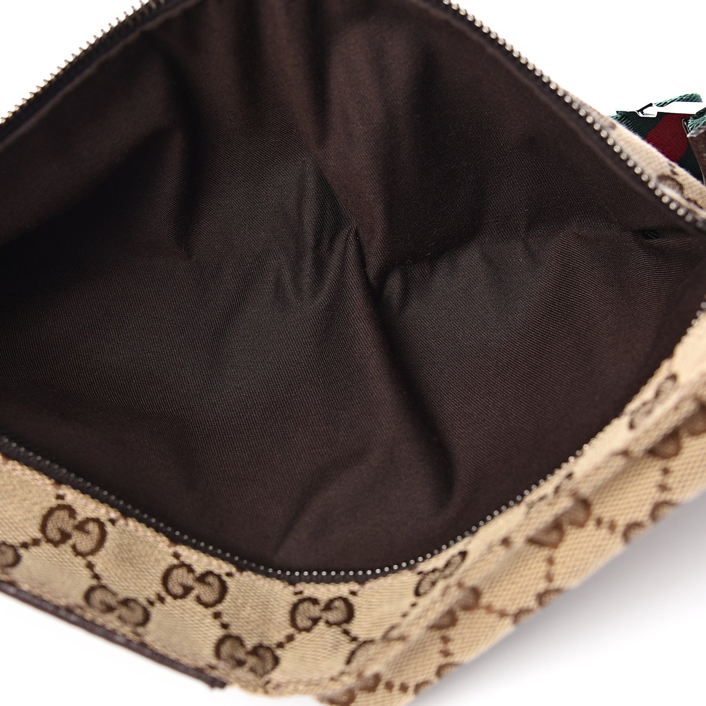 GG Monogram Web Double Pocket Belt Bag Dark Brown