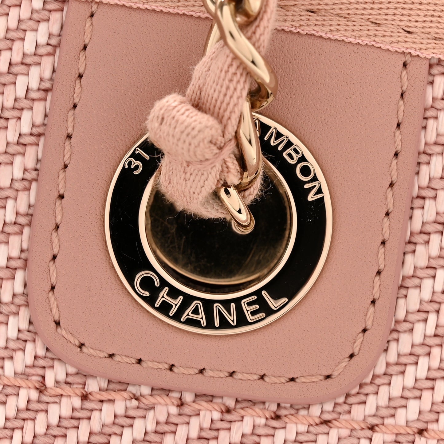 Mixed Fibers Calfskin Small Deauville Tote Rose Pink