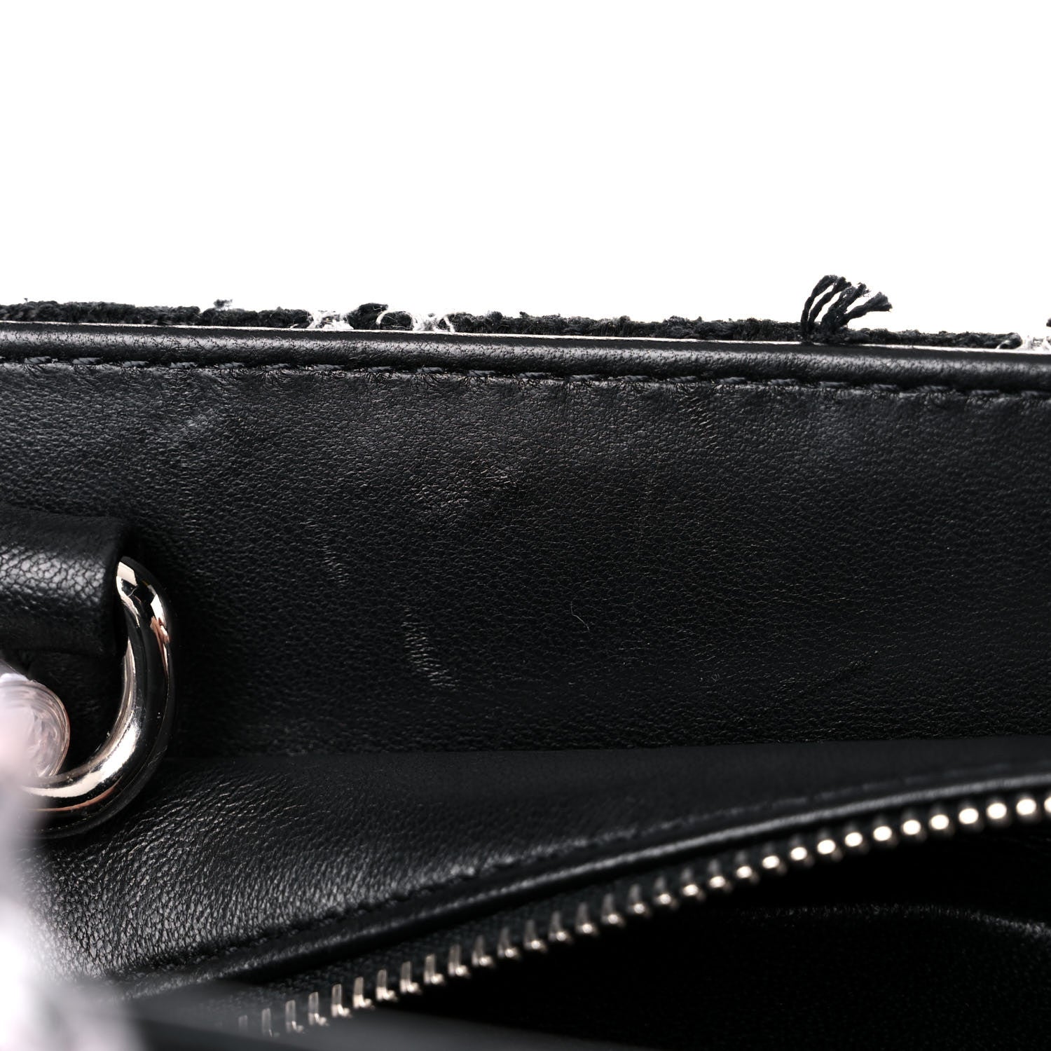 Chanel Tweed Resin Small Zipped Shopping Bag Black White 11 of 15