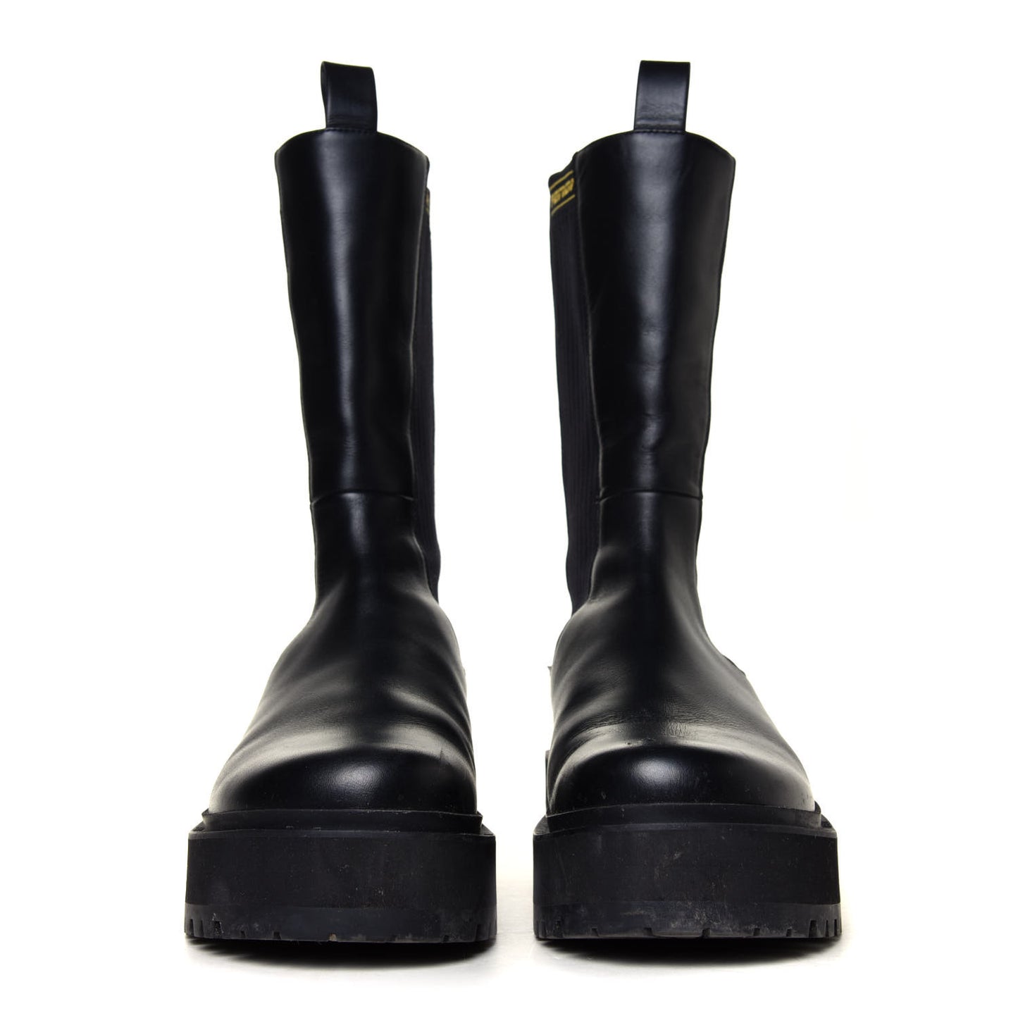 Vitello Stretch Fabric Logo Tape Rockoko Promenade 50mm Biker Boots 39 Black Yema