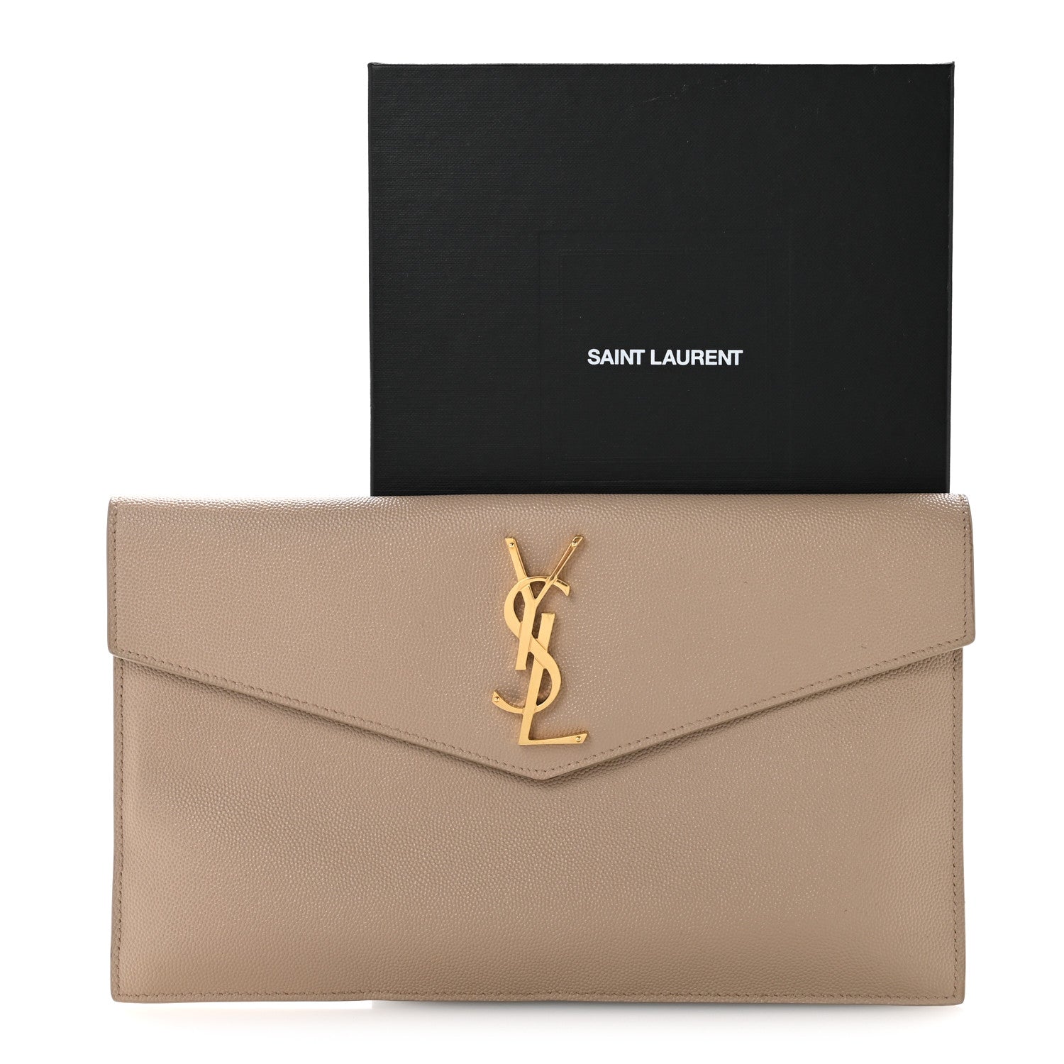 Saint Laurent Grain De Poudre Uptown Pouch Dark Beige 9 of 9
