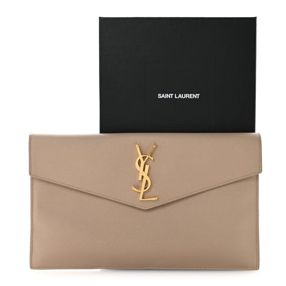 Saint Laurent Grain De Poudre Uptown Pouch Dark Beige 9 of 9