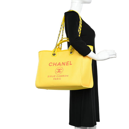 Chanel Mixed Fibers Small Deauville Tote Yellow Orange 3 of 10