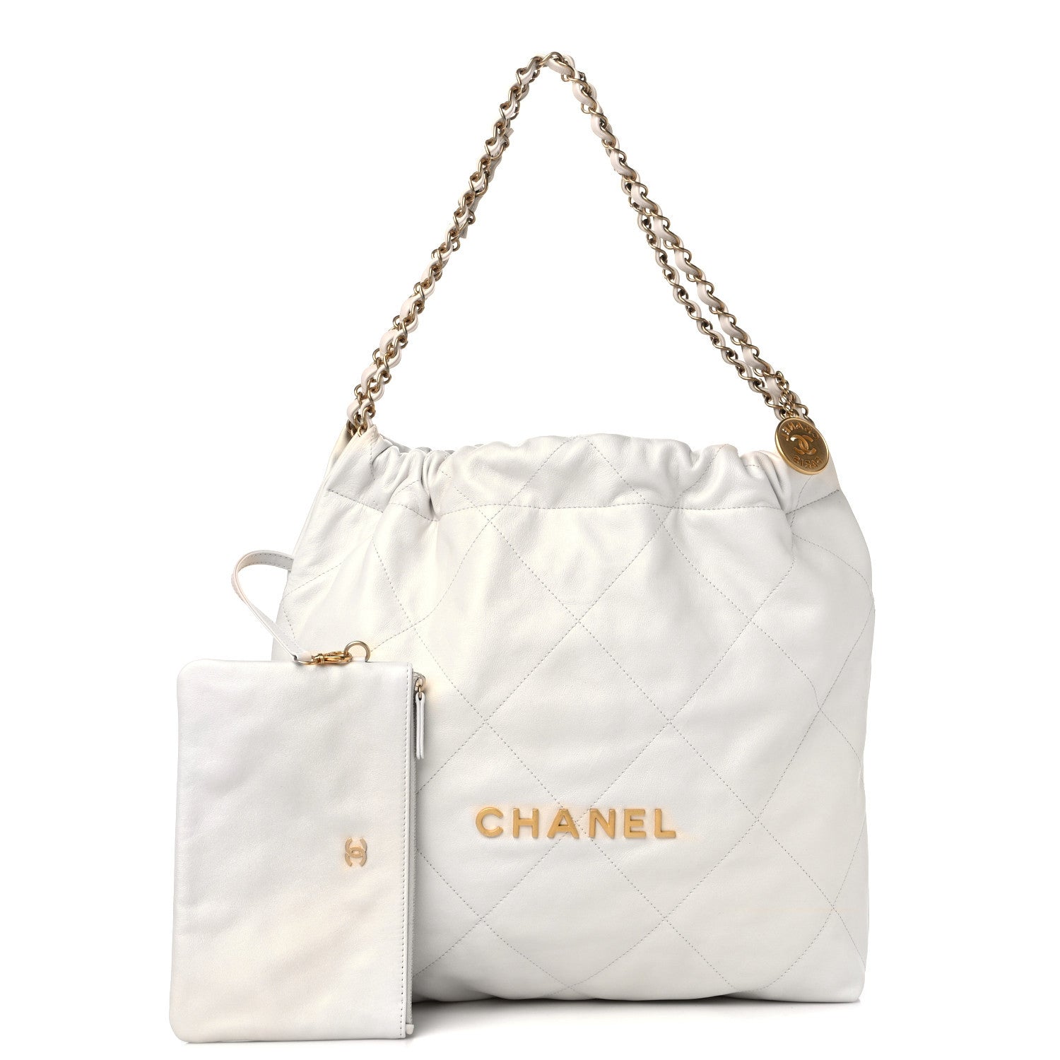 Chanel Iridescent Calfskin Quilted Chanel 22 White 1 of 9