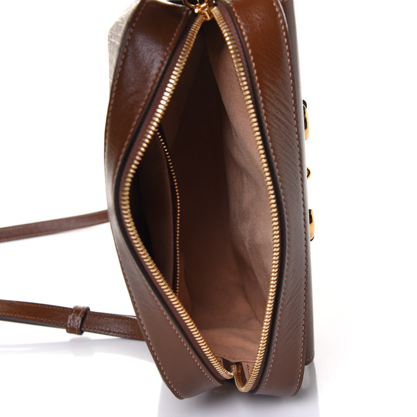 GG Supreme Monogram Small Horsebit 1955 Shoulder Bag Beige Brown Sugar
