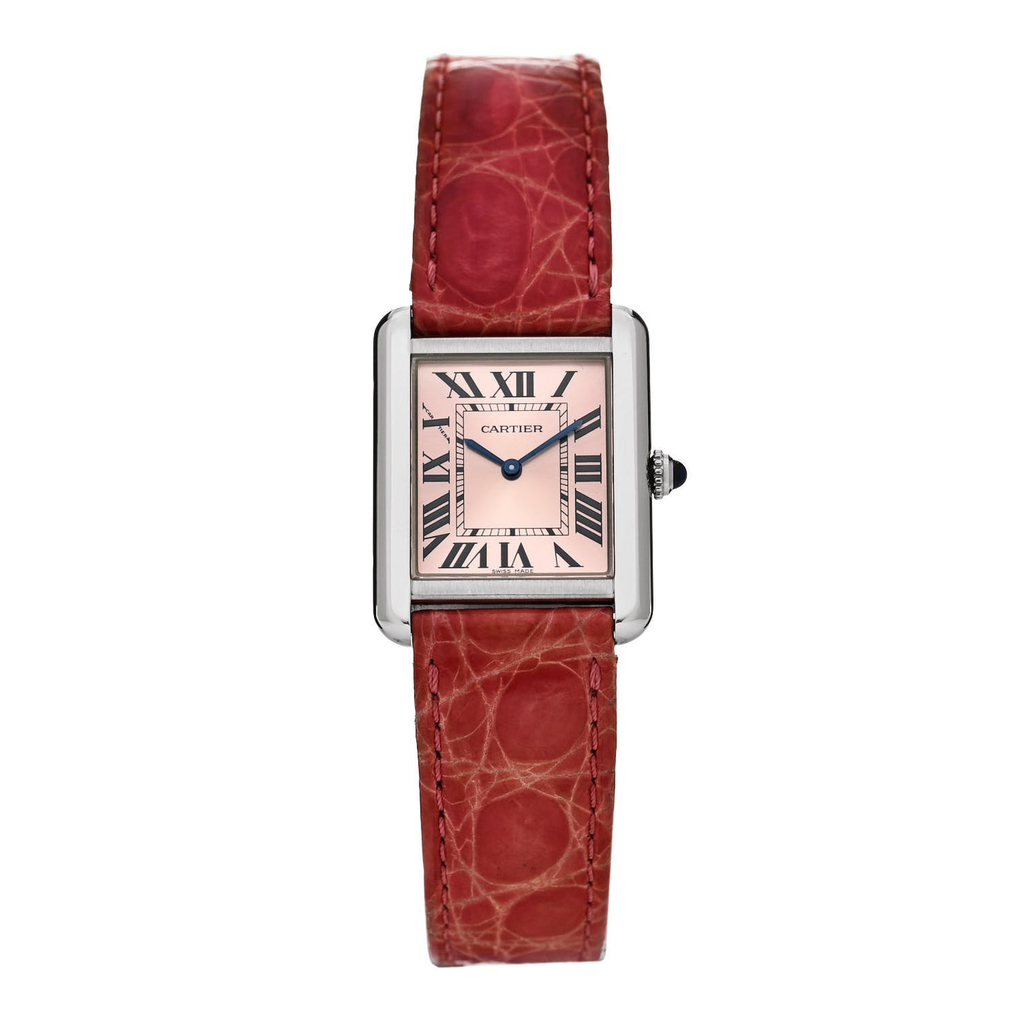 Stainless Steel Alligator 24mm Tank Solo Quartz Watch Pink
