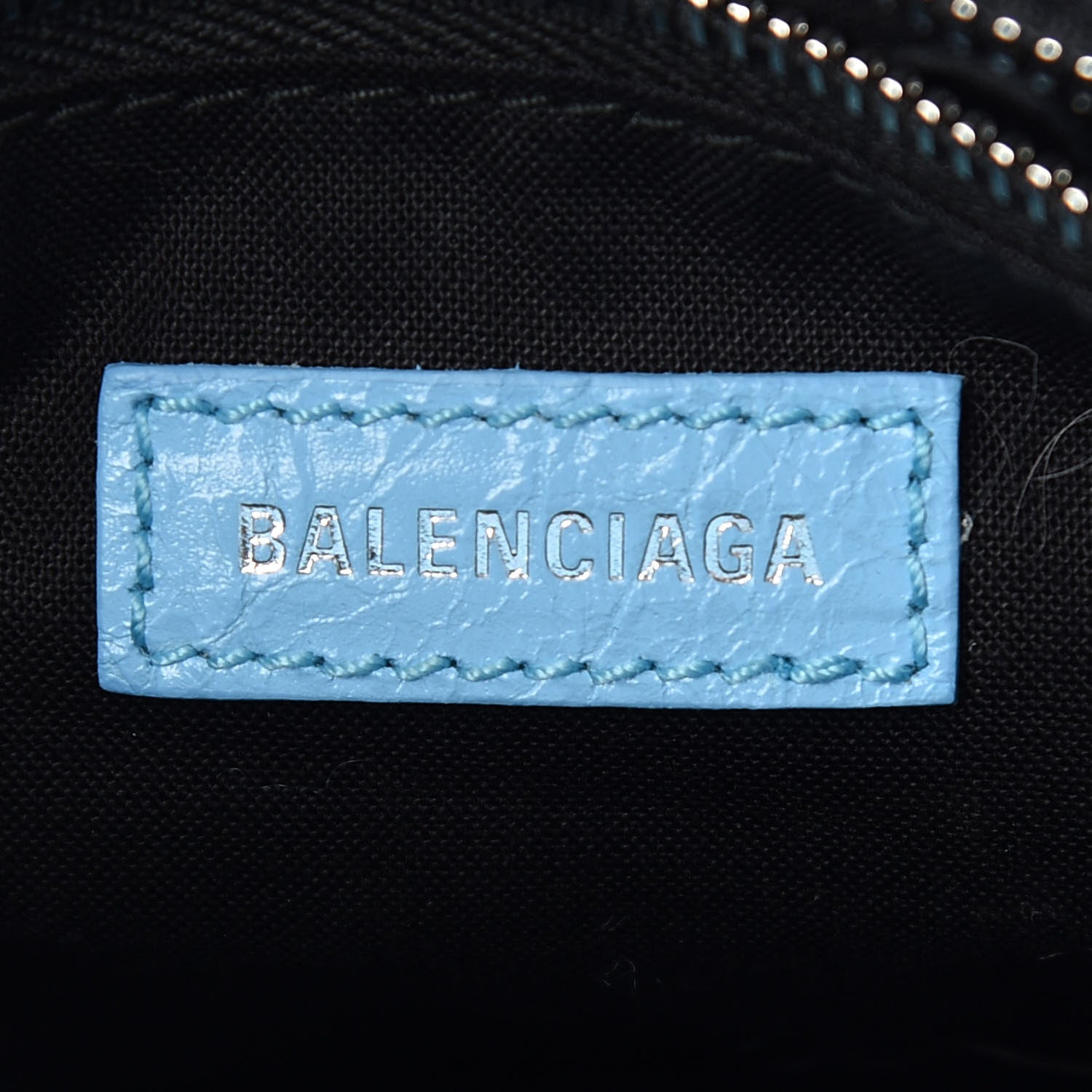 Balenciaga Agneau Classic Silver Hardware Mini City Logo Strap Baby Blue Black 6 of 11