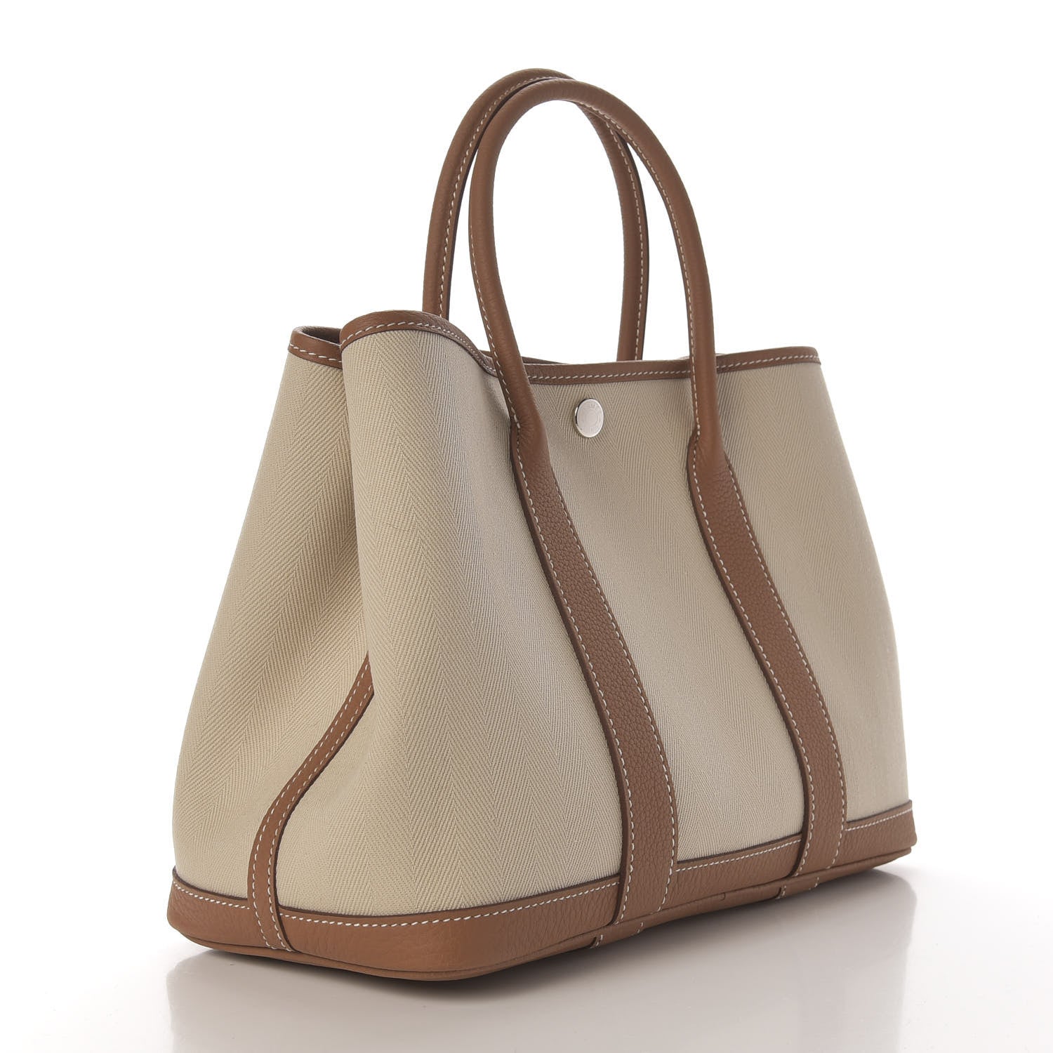 Hermes Grand Chevron Weave Negonda Garden Party 30 TPM Tote Craie Gold 3 of 10