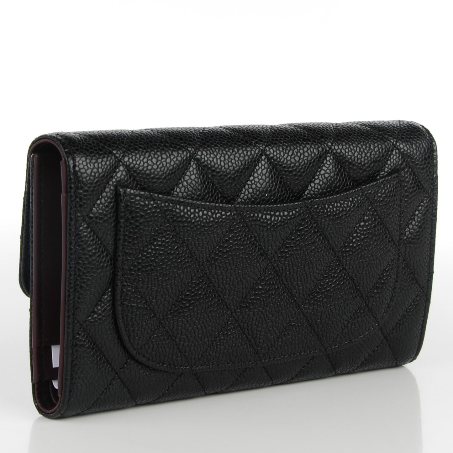Caviar Quilted Large Flap Wallet Black