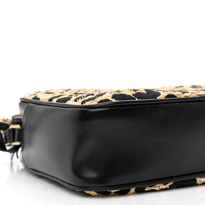 Saint Laurent Raffia Calfskin Leopard Print Monogram Lou Camera Bag Natural Beige Black 9 of 11