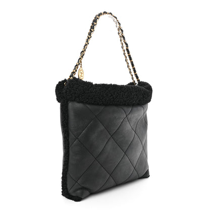 Chanel Shearling Aged Lambskin Quilted Small Chanel 22 Black 4 of 13