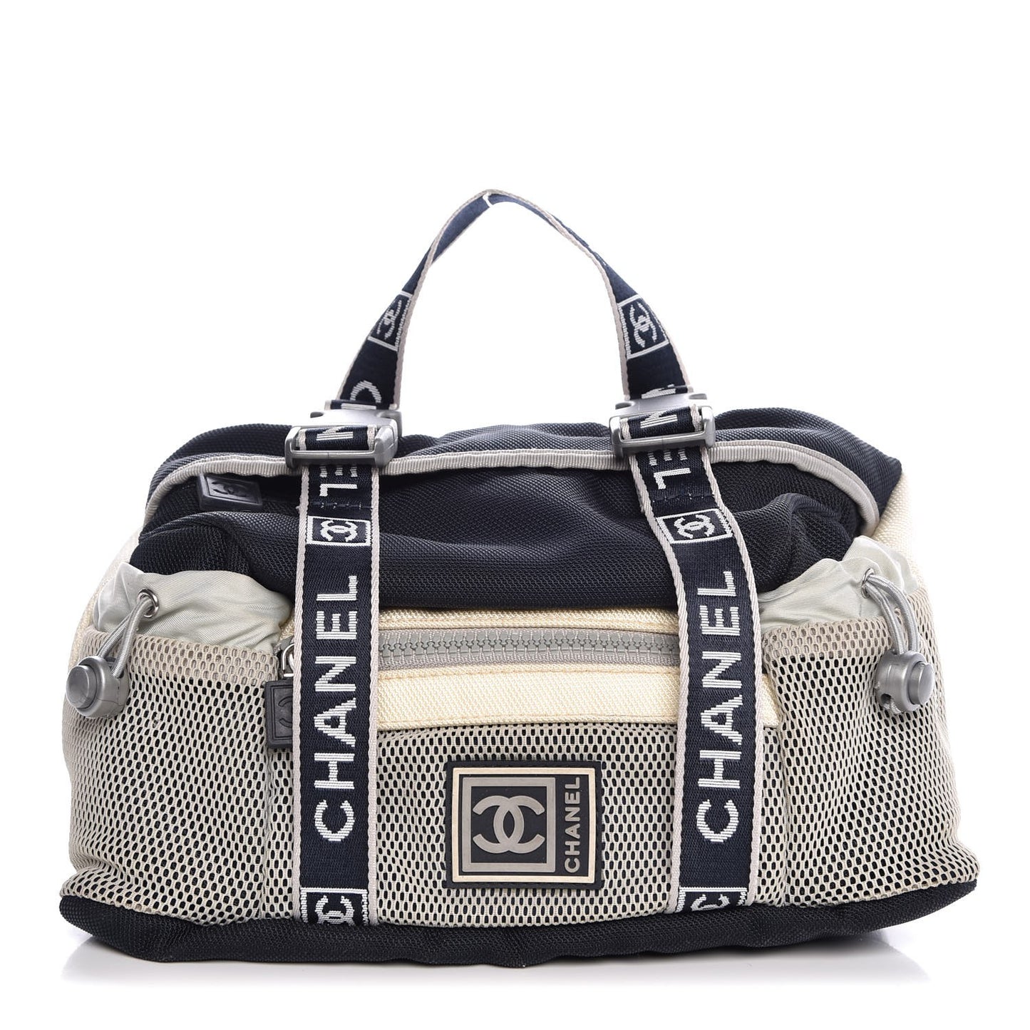 Nylon Mesh Sport Belt Bag Navy White