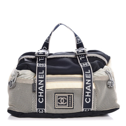 Chanel Nylon Mesh Sport Belt Bag Navy White 1 of 9