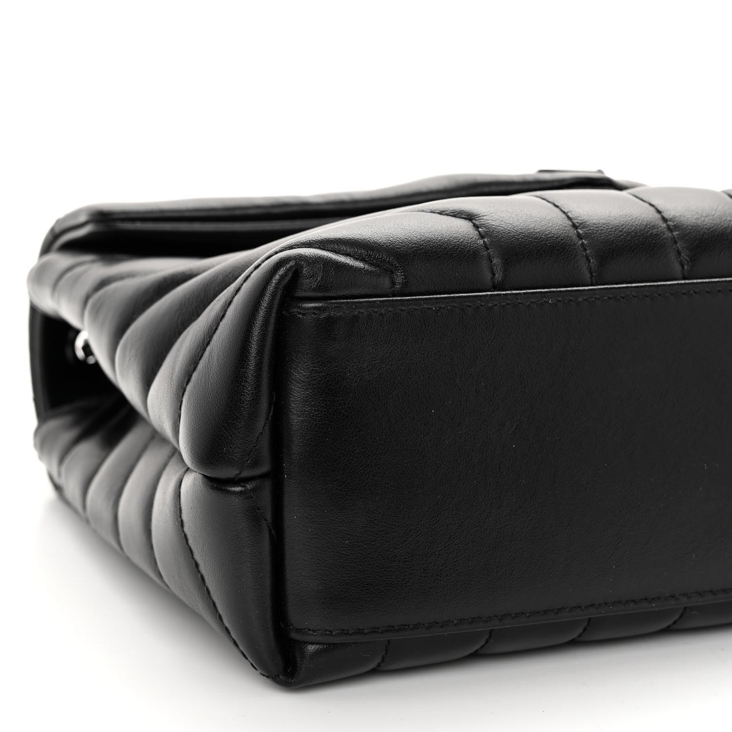 Calfskin Y Quilted Monogram Monochrome Small Loulou Chain Satchel Black