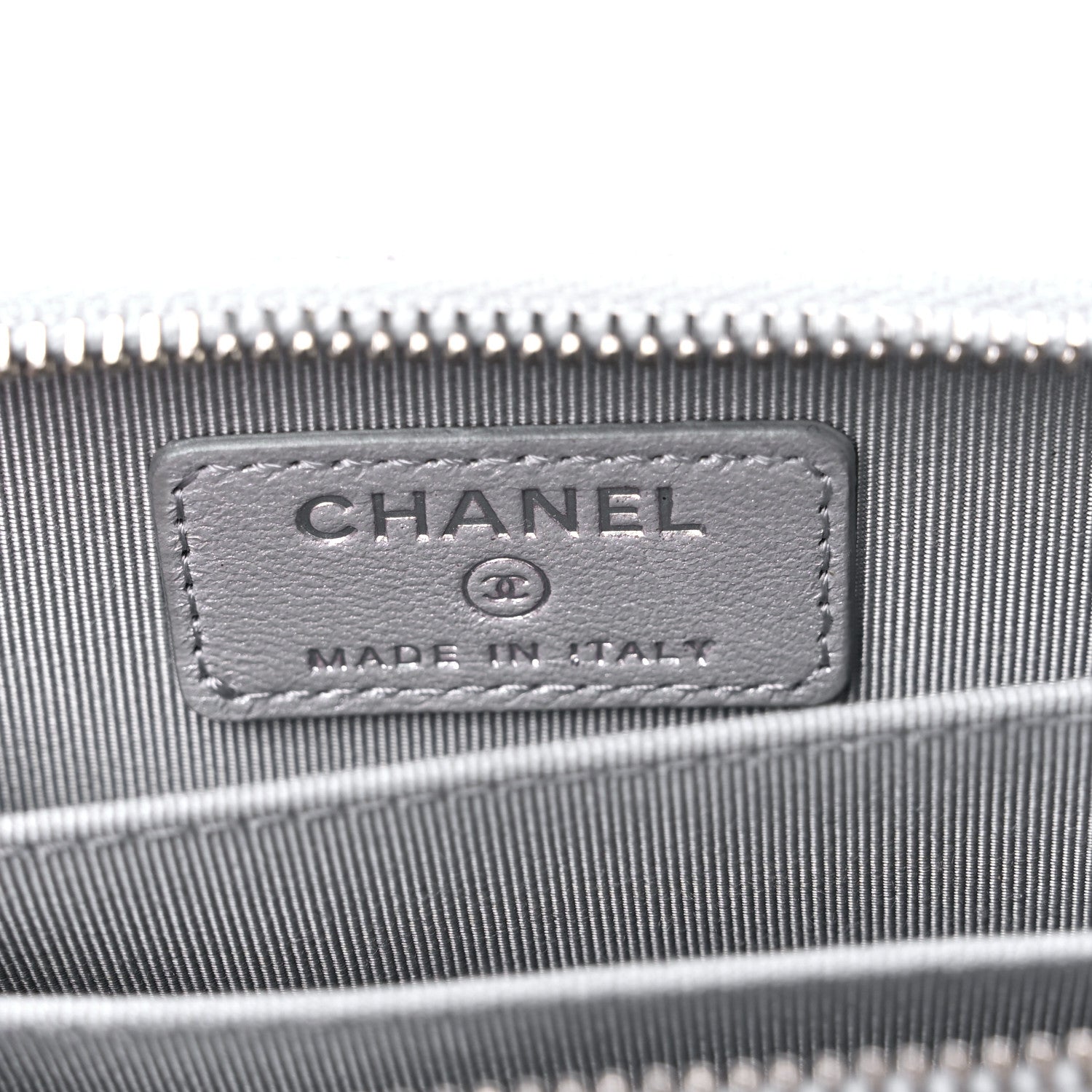 Chanel Glittered Metallic Caviar Quilted Zip Coin Purse Wallet Silver 6 of 8